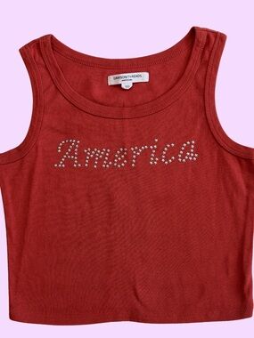 Grayson Threads Red Tank with Rhinestone 'America' Script